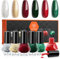 Modelones Nail Polish Set 6 Colors Christmas Red Green Glitter Nail Varnish Quick Dry Gold Silver Nail Polish Manicure DIY Nail Art Salon Home For Women