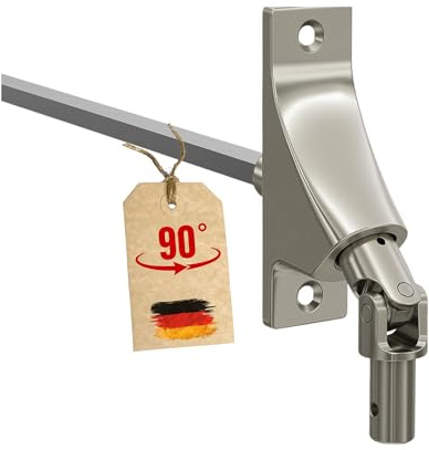 Gelenklager für Rollläden 4-Kant 90° | Plattenmaß: 22mm x 85mm | Zapfendurchmesser: 11,90mm | Stablänge: 300mm