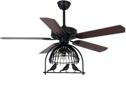 Lustre Ventilateur Ventilateur de Plafond Lampe 52 ventilateur De Plafond Lumière E27 Lustre Bois 5 Pales Ventilateur De Plafond Avec Trois Vitesses De Ventilateur Pour Chambre Salon Ventilateur Lumi