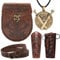 Wikinger Kleidung, 6 Stk Mittelalter Kleidung Damen Herren, Armschutz Bogenschießen, Armschienen Mittelalter, Mittelalter Gürtel Damen, Wikinger Deko für Halloween Cosplay Wikinger Kostüm(F)