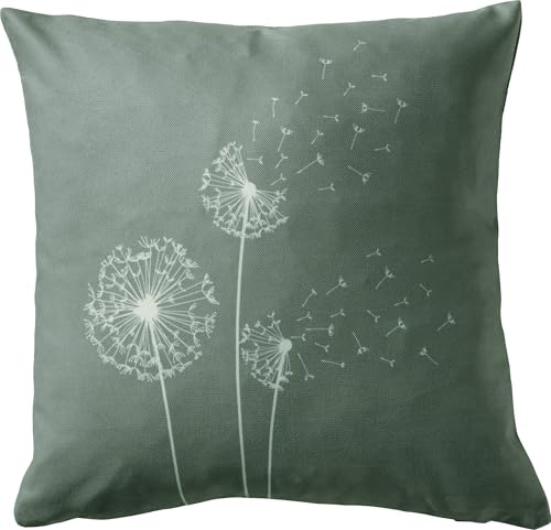 Erwin Müller Kissenhülle Pusteblume Salbei-weiß Größe 50x50 cm