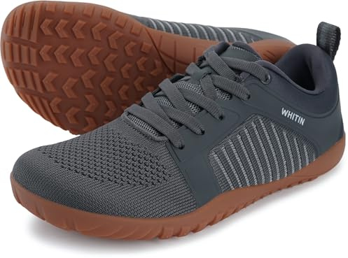WHITIN Women's Wide Barefoot Minimalist Shoes Zero Drop Trail Running Hiking Sneaker Size 9 Cross Hike Trainer Walking Gym Workout Lifting Grey Gum 40