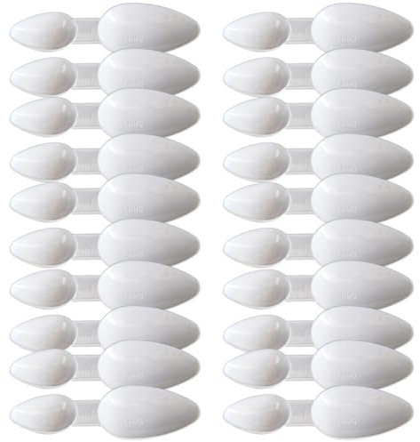 Medicine Spoons, Reusable Plastic Medicine Spoons, 2.5ml/5ml Spoon for Medicine, Cereal Powder, Milk Powder, Coffee Powder,Washing Powder, Home, Office (White-20 Pcs)