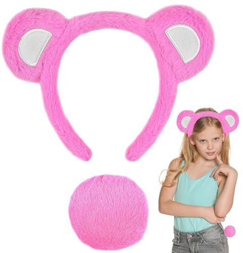 Bandeau Oreille Ours, Bandeau Ours et Queue Ours Set, Oreille Ours Serre Tete Oreilles Animaux, Serre Tete Oreille Ours pour Enfant Adulte, Bandeau Oreilles Ours pour Carnaval Cosplay Thème Fête (A)