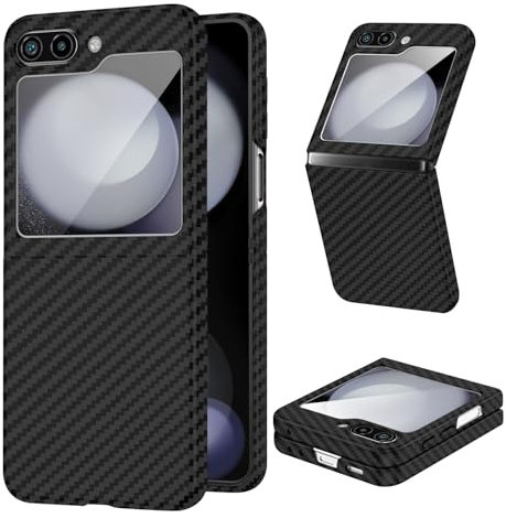 Kohlefaser für Samsung Galaxy Z Flip 5 Hülle, Carbon Textur Handyhülle aus echter Aramidfaser, Ultradünne und leichte, Cover Case Tasche für Samsung Flip 5 5G Hülle Carbon Kohlefaser Design