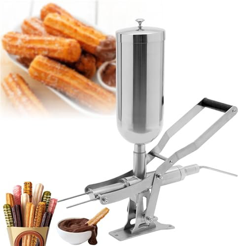 JUWTEEI Manuelle Churros-Füllmaschine, 5 l, spanische Donuts, Dessert-Churro-Maker, Edelstahl, Schokoladenmarmeladen-Füllmaschine