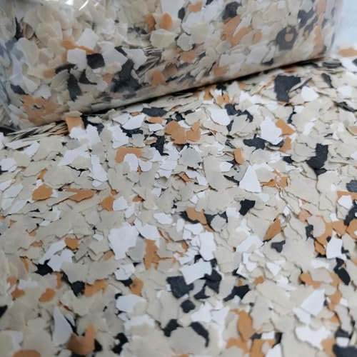 Alkrogiha Fiocchi epossidici per pavimenti, 450 g di chip decorativi per calcestruzzo, resina epossidica e controsoffitti, durevoli: nero, bianco, giallo debole, cachi