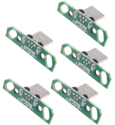cablecc Lot de 5 connecteurs USB 2.0 Micro mâles verticaux OEM DIY avec Carte PCB, Contact 2 Broches (Longueur de la tête mâle 7 mm), Type à souder.