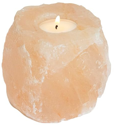 vidaXL Salzstein Teelichthalter 4 STK. Rosa Steinsalz | Hergestellt aus Himalaya-Salz, Jeder Halter hat eine körnige Oberfläche, Zylindrische Form verbessert die Dekoration