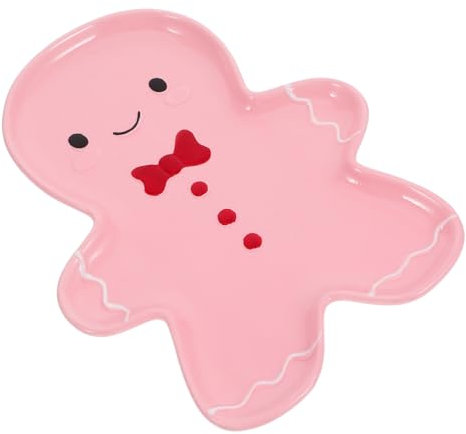 UTHCLO piatto di omino di pan di piatti natalizi Decorazione del tavolo di Natale vassoio piatti per antipasti delle feste Natale che serve l'uomo di pan di ceramica rosa