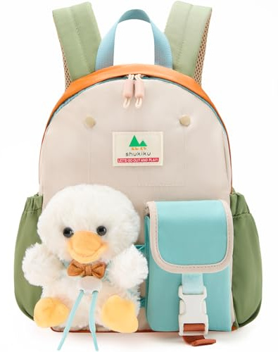 shukiku Kindergartenrucksack, Kita Rucksack mit Abnehmbarem Spielzeug Mädchen, Weiche Plüsch Kindergarten Rucksack 1-3 Jahren, Perfekt für Kita, Reise & Geschenk