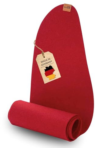 kontor28® - Premium Tischläufer Filz 100% Made IN Germany aus Upcycling-PET Filz | Tischläufer in 100x30 cm waschbar, Kratz- und hitzebeständig | Farbe Rot