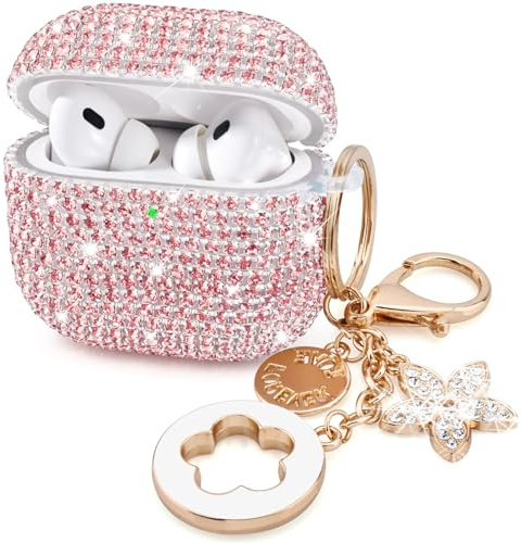 Case for Apple Airpods Pro 3 Case Cover 2025, VISOOM Bling Jewerly Airpods iPods Pro3 Cases Cute Glitter Diamond Airpod iPod Pro3 Cases Rhinestone AirPods iPods Pro 3rd Gen Cas with Keychain for Women