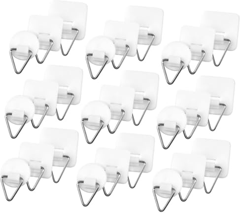 SAFIGLE 60pcs Adhesive Wall Plate Hangers Round, Large Square and Small Square Hooks, Self-Adhesive Plate Holders for Wall Display, Suitable for Photo Frames and Art Decorations