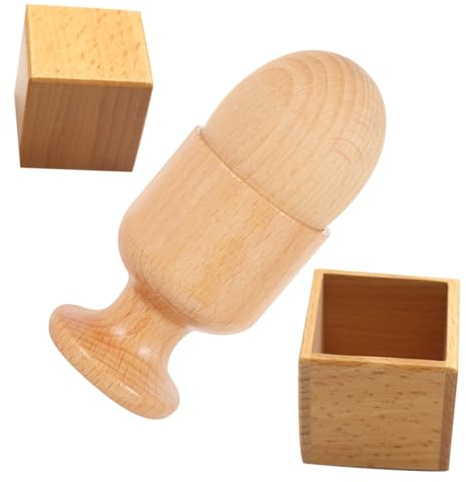 MOLUCKFU Œuf Coquetier et Boîte Bloc Carré, Jouets Sensoriels D’éveil Préscolaire Montessori, Apprentissage Motricité Fine