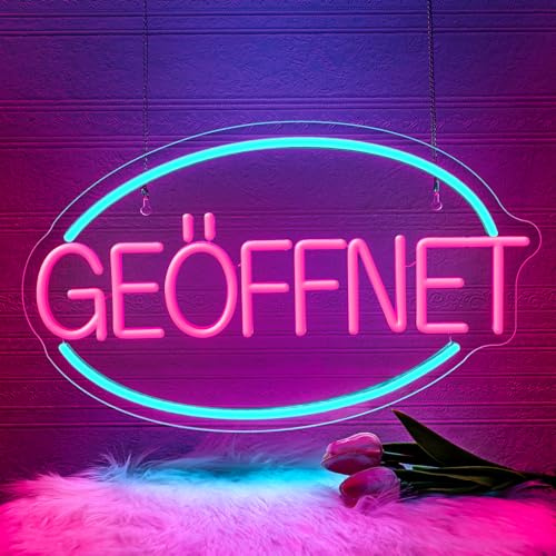 SIGNSHIP Open Neon Schild Geöffnet Led Schild Rosa Blau Led Schriftzug Türschild Open Leuchtschild mit 6 stufigem Dimmschalter USB Wand Decor für Geschäfte,Café,Restaurant,Supermärkte,Studio