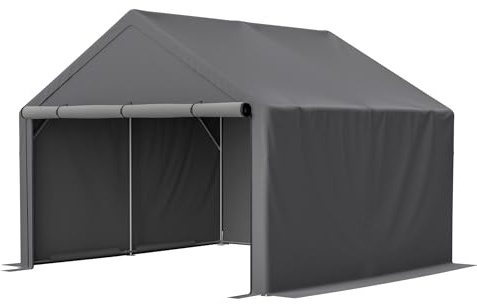 Fahrradgarage wetterfest 305x296x233 cm – Geräteschuppen & Lagerzelt mit Stahlrahmen & Rolltor – Motorrad-Garage & Fahrradschuppen für Fahrräder, Motorrad & Gartengeräte, für Garten & Terrasse