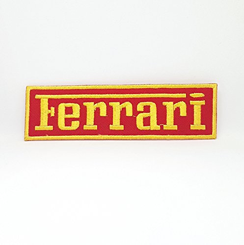 GK Aufnäher mit Ferrari-Motorsport-Logo bestickt, 11,6 cm x 3,5 cm, Rechteckig, Näher, Patch, Aufbügeln, Sport, 1 Stück