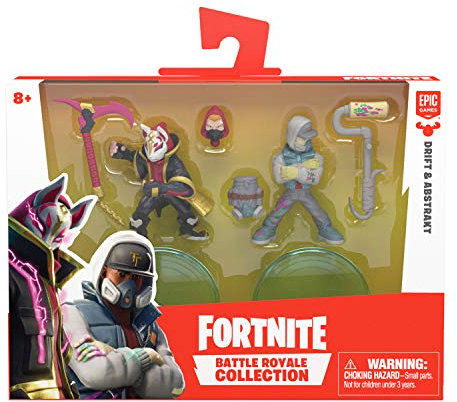 Fortnite 35934 Battle Royale Collection, Duo Figurenset Drift & Abstrakt, Actionfiguren Epic-Game, mit Waffen und Ständer, Mehrfarbig, 63536