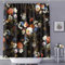 MACOFE Duschvorhang, Kunstdruck, Polyester, wasserdicht, maschinenwaschbar, Haken enthalten, Badezimmer-Dekoration, originelles Design, Handzeichnung, 180,3 x 180,3 cm (Schwarze Blume)