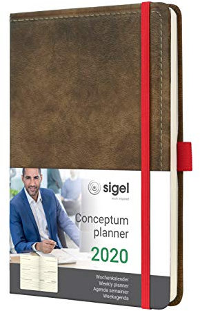 SIGEL C2055 Wochenkalender 2020, ca. A5, Hardcover, Vintage, Leder-Optik braun, Conceptum - weitere Modelle