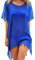 Voqeen Chiffon Beachwear, Womens Tassel Bikini Cover Up Swim Beach Dress Dark Blue