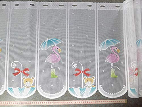 Gardinen Röttger Scheibengardinenstoff Flamingo Bärchen Bedruckt 49cm hoch