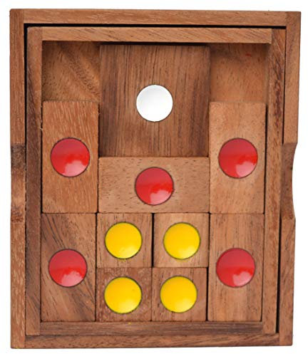 Khun Pan Large, Escape Knobelspiel in Einer großen Holzbox, Knobelholz Schiebespiel, Knobelbox, Khun Phaen, Ausparken, Konzentrationsspiel, Unterhaltungsspiel, Reisespiel, IQ Puzzle