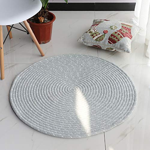 Outdoor Teppich Rund Geflochten, Grau, Für Kinderzimmer, Wohnzimmer, Esszimmer Und Flur - Superfeine Faser, D, 60cm