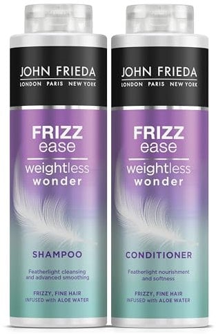 John Frieda Frizz Ease Weightless Wonder Shampoo and Conditioner Duo Pack 2 x 500ml, Lightweight Shampoo and Conditioner for Frizzy Hair, Anti-Frizz Haircare Bundle