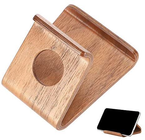 Yunir Universal Wood Smartphone- und Tablet-Halter, Bambus-Holz-Desktop-Tablet-Halter, für das Home Office, Online-Klassenaufladung (Walnut)