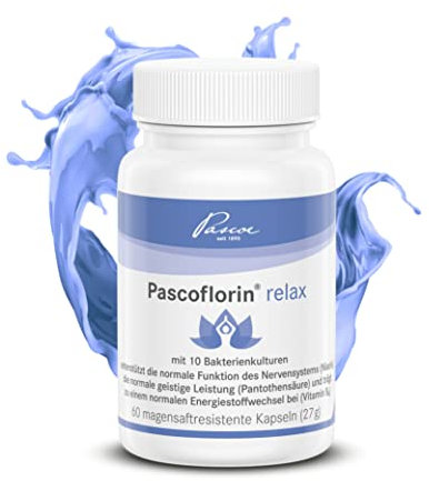 Pascoflorin relax: Milchsäurebakterien plus L-Tryptophan – Mit wichtigen B-Vitaminen - unterstützt das Nervensystem – vegan – 60 Kapseln