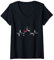 Damen EKG Wein Lover Puls Design Weingläser Herz Linie T-Shirt mit V-Ausschnitt
