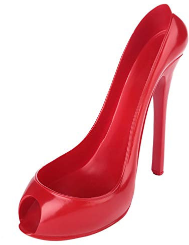 Cyrank High Heel Shoe Wine Bottle Holder Tabletop Wine Racks Wine Bottle Holder Table Top Wine Bottle Decor Home Decor(Red)