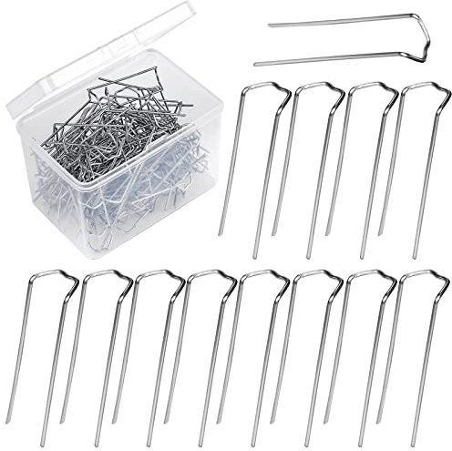 AIEX 120 Stück 4,5cm Blumenstifte für Schaum, Floral Pins Blumen-u-Pins Plant Pin Blume Pin Blumenfarnstifte mit Aufbewahrungsboxrnstifte mit Aufbewahrungsbox, für Stroh, Kranz, Bastelprojekt (Silber)