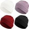 Geyoga Turban-Kappen für Damen, Chemo-Kopfbedeckung, Krebspatienten, weich, plissiert, dehnbar, Schlafmütze, 4 Stück, Weinrot, Schwarz, Weiß, Hellviolett, M/L