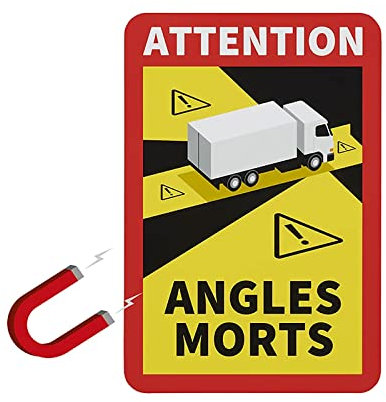 Magnetschild Toter Winkel/Angles Morts Warnung Hinweisschild für Wohnmobil LKW