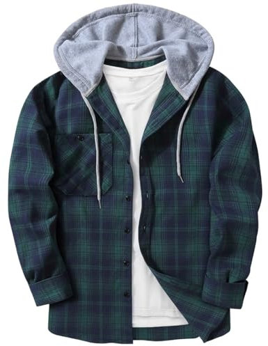 JACKETOWN Men's Long Sleeve Casual Plaid Flannel Shirt Button Down Shirts for Men Cotton Lumberjack Regular Fit