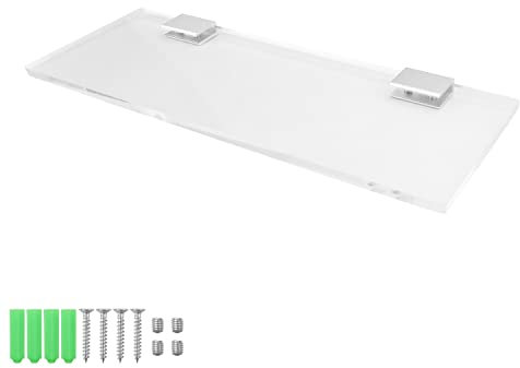 TIANLIN Baldas Flotantes Pared, 35 × 12 CM Soporte de Pared de con Soporte de Aleación, Soporte de Pared Transparente de Acrílico, Impermeable y Fácil de Limpiar, Adecuado para Sala de Estar, Baño