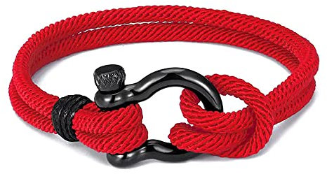 ZENSE - Bracciale nautico Manila rosso da uomo in corda intrecciata ZB0371