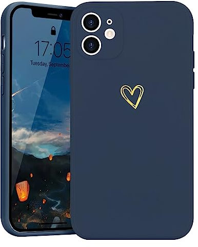 Lafunda Handyhülle Kompatibel mit iPhone 11 Mädchen hülle Ultra Dünn Silikonhülle süß Liebesherz Schutzhülle stoßfest Case Bumper Back Cover mit Fallschutz für iPhone 11 Dunkelblau