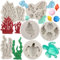 MYPRACS Set di 6 stampi in silicone a tema marino, tartaruga marina, conchiglie, alghe marine, corallo, per decorare torte, cupcake, cioccolato, caramelle, pasta di gomma, pasta polimerica