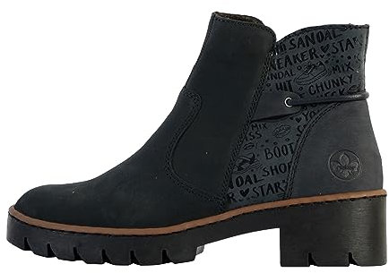 Rieker Damenschuhe Stiefeletten Reißverschluss Blau Freizeit, Schuhgröße:37 EU