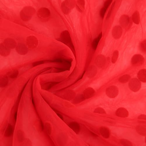 Whakano 3 Yards Tüll Stoff mit Tupfen,Meterware,145 cm Breit,mit 8mm Tupfen Dekostoff Tüll Rolle,zum Nähen Basteln Dekorieren,DIY Handwerken,Vorhänge Bühne Kostüm Kleid Bekleidung,Rot