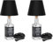 ledscom.de 2 Stück Tischlampe FLAKO, Schalter, Bakelit, Textilkabel schwarz, Lampenschirm schwarz, 1x E27 max. 60W, ohne Flasche, ohne Leuchtmittel