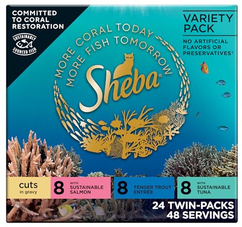 Sheba Perfect Portions Cuts Wet Cat Food, Seafood Pack, 2.6 oz, 24 ct