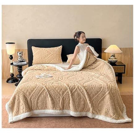 Premium warme Bettlaken ohne Gummizug Cashmere-Touch Betttuch Fleece Haustuch Flanell Laken ohne Gummi aus Microfaser Größen (Color : Coffee, Size : 200x230cm)