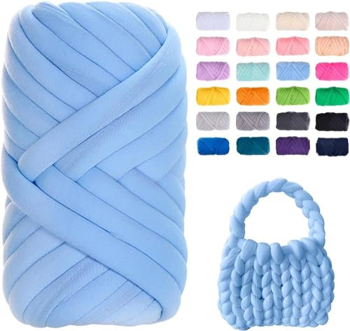 Filato Gigante 250g Cotone Grosso Tubolare a Mano Gomitolo di Filato Chunky Yarn per Borse Coperte Cestini Nidi di Animali Domestici Artigianato Fai-da-Te (Color : 2@, Size : 2 Roll(500g))