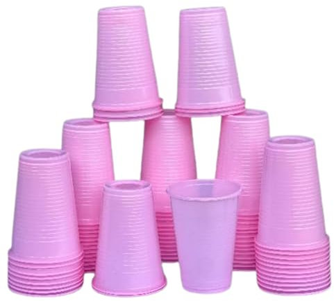 HOT BARGAINS, 1000 X 7oz Pink Plastic Cups Reusable Water Coolers Drinking & Vending Disposables Cups Sealed Pack (1000, 7oz)