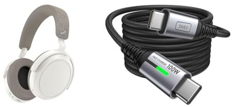 Sennheiser Momentum 4 Wireless Kopfhörer mit Bluetooth - mit adaptiver Geräuschunterdrückung für kristallklare Anrufe - 60 Stunden Akkulaufzeit - anpassbarer Klang & INIU USB C Kabel